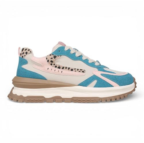 Infinity Leather Womens Vegan Colorful Leo Lace-Up Sneakers Chucky Platform Ladies Trainers