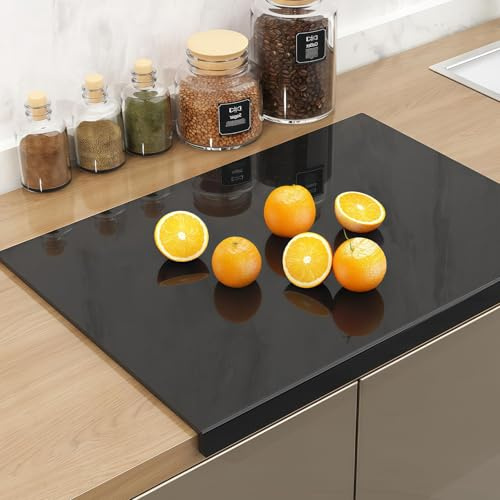 GOEDCH Tabla de cortar de acrílico negro: 40x30 cm Tabla de cortar de acrílico con borde de mostrador, alfombrilla de corte para la cocina, tabla de cortar antideslizante para la cocina, tabla de