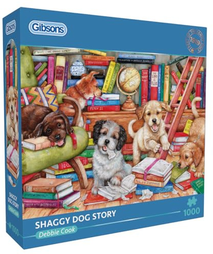 Gibsons Shaggy Dog Story 1000 Piece Jigsaw Puzzle for Adults – Charming Puppies Animals Artwork by Debbie Cook – Premium Sustainable Puzzle Made in the UK/EU - Great Gift