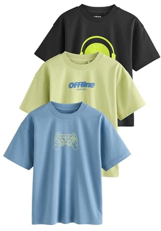 NEXT Jungen Regular Fit Kurzarm-T-Shirts mit Grafik, 3er-Pack 98-176