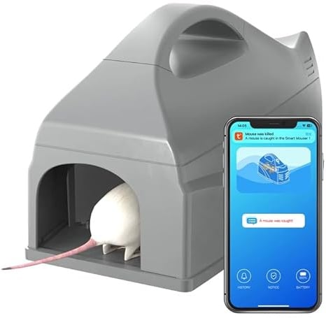 Elektrische intelligente Mäusefalle, WLAN-Rattenfalle | Wiederverwendbare Kills Rodent Mäuse, App-Überwachungsalarm, Heimkontaktlose Entsorgung