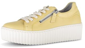 Gabor Damen Low-Top Sneaker, Frauen Sandalen,elegant,einlege-Sohle,geschlossen,Holly-Jolly,Nappa-Leder,Night-Blue,Off-White,Yellow,39 EU / 6 UK