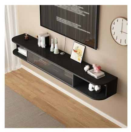 Meuble TV Meuble TV Mural Flottant, étagère de Divertissement avec Portes vitrées for Salon et Chambre à Coucher Console(Noir)