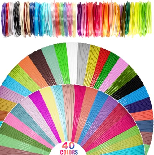Kanzith 40 Farben 3D Stift Filament Set 1,75mm PLA, 120m gesamt | PLA Nachfüllmaterial Kompatibel mit MYNT3D & SCRIB3D, nicht für 3Doodler Start+