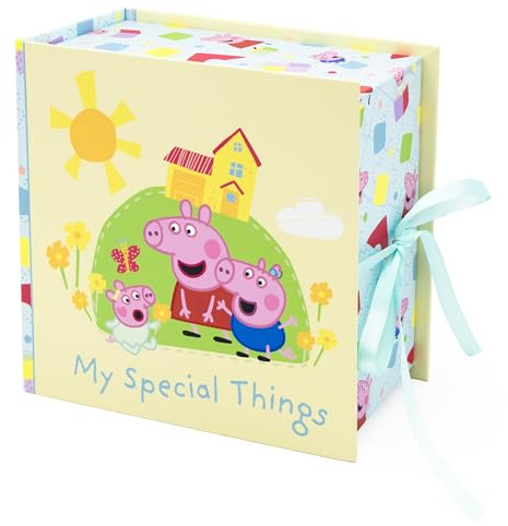 Peppa Wutz Baby-Erinnerungsbox | Erinnerungsbox mit 6 Schubladen für Neugeborene | Babygeschenk mit Schleifenverschluss | Offizielles Lizenzprodukt
