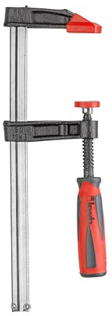 kwb Forza di vite PROFI con maniglia a 2 componenti 50x200, larghezza di serraggio 200 mm, profondità di serraggio 50 mm, mascelle di serraggio in acciaio casting a temperatura, cacciavite con profili cavi