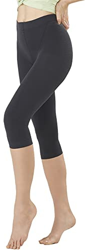 SOLIDEA Damen Leggings Modell Capri, Mikro-massierend Silver Wave Corsaro Vorbeugende Abgestufte Kompression