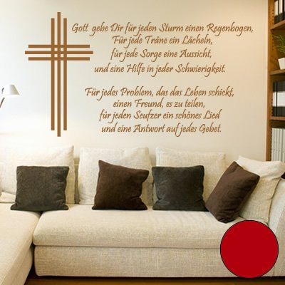 Klebesüchtig A273 Wandtattoo Gebet mit Kreuz 150cm x 82cm rot Dekoration - Bad - Wohnzimmer - Aufkleber - Wandsticker