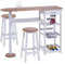 Zeller 13776 Küchenbar mit 2 Hockern, Mitteldichte Holzfaserplatte (MDF), Tisch: 118 x 38 x 89 cm, Hocker: 29 x 29 x 54 cm, weiß/Bamboo-Dekor