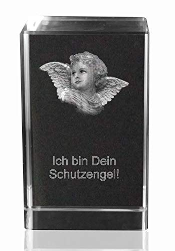 VIP-LASER 3D XL Glaskristall Engel mit Text Ich bin dein Schutzengel
