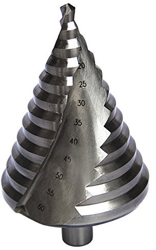 Broca escalonada en espiral HSS de NUZAMAS, para múltiples diámetros, de 12 pasos de 6 a 60 mm, para cotar y agrandar, para metales, PVC y madera