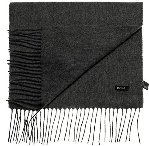 Bovari Kaschmir Schal Damen – 100% Kaschmir/Cashmere – Premium Qualität – 180 x 31 cm - viele Farben (Grau (Dunkelgrau))