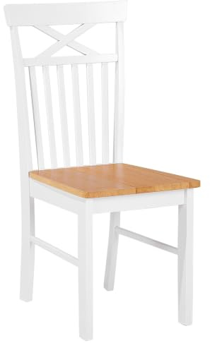Praktisches 2er Stuhl-Set Gummibaumholz rustikaler Stil braun/weiß Houston