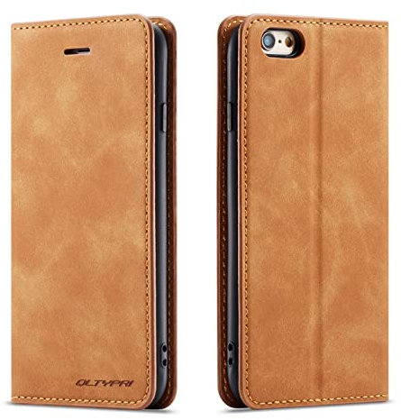 QLTYPRI Case for iPhone 6 Plus 6S Plus, Premium PU Leather Cover TPU Bumper with Card Holder Kickstand Hidden Magnetic Adsorption Flip Wallet Case Cover for iPhone 6 Plus 6S Plus - Brown