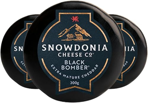 Snowdonia Black Bomber Cheddar 200g (Pack of 3) | Features extra mature Welsh cheddar with sharp tangy flavour and a smooth creamy texture.