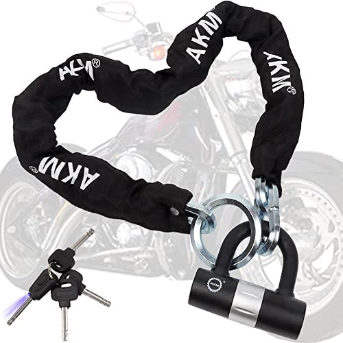 AKM Security Bike Chain Lock Heavy Duty Bicycle Lock Bike Disc Lock with 16mm U Lock,Motorbike Lock Black Key Lock High Safety Level