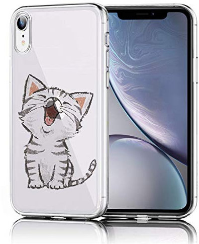 Verco Handyhülle für iPhone XR Case, Premium Muster Handy Cover für Apple iPhone XR Hülle weiches Flexibles TPU Case (6,1 Zoll), Katze Motiv