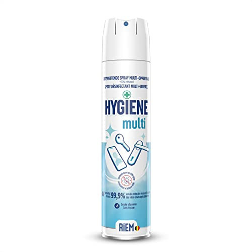 RIEM - Hygiene Multi 300 ml - Spray Désinfectant Multi-Surface - Contient +70% d'Éthanol - Détruit 99,9% des Virus Enveloppés et des Bactéries - Sans Rinçage