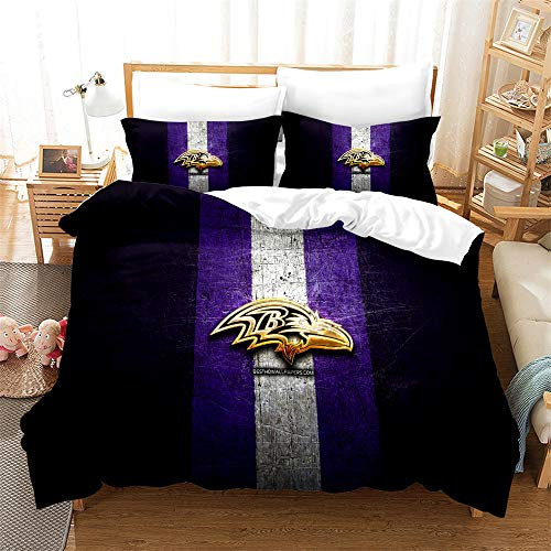 Bettwäsche-Set, Fadendichte 200, Baumwollsatin, Bettbezug Single Size Double Size Und Zwei Kissenbezüge, 75X50cm, Anti-Milbe, NFL-Team, Fußball (135 x 200 cm,Muster 03)