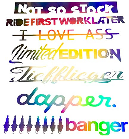 Autoaufkleber Hologramm Aufkleber dapper attraktief schmuckstück Oilslick Sticker Ölfarben Glitzer wähle Wunschmotiv und Wunschfarbe
