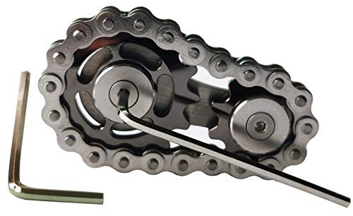 Bitopbi Ritzel Fidgets Kette Edelstahl Fidget Cube Gears Linkage Bike Chain Novelty Fidget Block Kinetic Desk Toy Metal EDC Focus Meditation Break Bad Habits ADHS (Gunmetal)