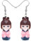 DUOWEI Acryl Anime Cute Japanisch Stil Kimono Puppe Ohrringe Charms Dangle Schmuck Geschenke für Damen Frauen Teenager Mädchen (Braun)