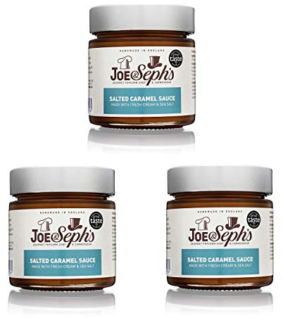 Joe & Seph's Salted Caramel Sauce (3x230g) | Ice Cream Sauce, Caramel Drizzle for Coffee, Vegetarian, Home Baking, Cakes