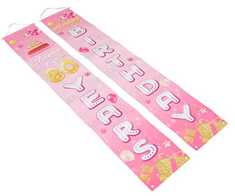Amosfun Merry Birthday Banner 1 Pair 80 Birthday Couplet Birthday Party Door Curtain Hanging Banner Birthday Party Decoration Front Door Sign
