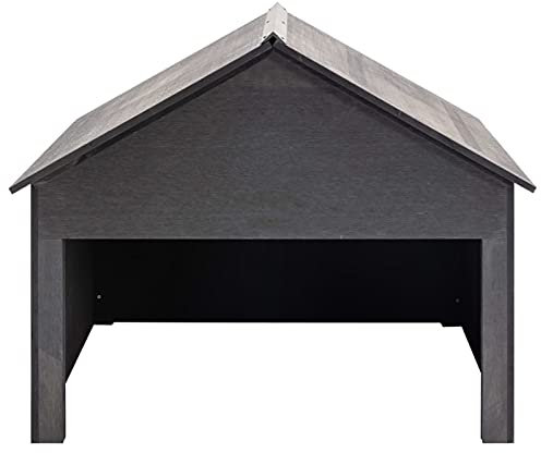 Tidyard Mähroboter Garage Dach Carport Überdachung für Rasenroboter Rasenmäher Gartengerät WPC Grau 80x80x70cm