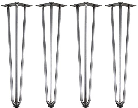 Zelsius 4er Set Hairpin Legs 60 cm | Rohstahl | Stahl Tischbeine, Haarnadelbeine | Hairpins für Do-It-Yourself Esstisch Arbeitstisch Beistelltisch Schreibtischbeine | Bodenschutz. Möbelbeine, Beine
