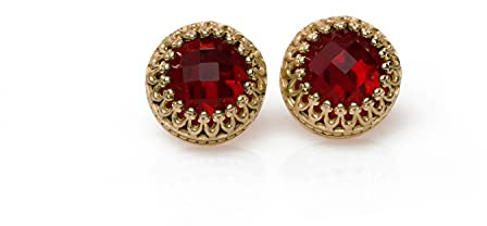 Anemone Schmuck Granat Ohrringe in 14k Rose Gold - Rote Ohrstecker und Januar Birthstone Schmuck - Geschenk-Box Enthalten