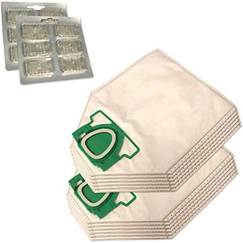 Set di 12 sacchetti per aspirapolvere Premium in micropile + 12 profumi, adatti per Vorwerk Kobold 200, VK 200, VK200, FP200, FP 200, con chiusura igienica, in tessuto non tessuto