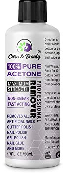 AFRO Cure & Beauty Pure Acetone Acrylic, Nail Polish, Nail Tip, Remover for UV/LED Gel Soak Off Nail Gel (50ML)