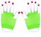 The Glowhouse 80er Jahre Neon Fischnetz Handschuhe Kurz und Lang Lebendige Farben, Kurzes Grün, Einheitsgröße