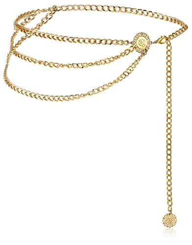 Waist Chain Belt for Women Multi Layer Belt Belly Chain Adjustable Body Jewelry for Dress(Gold,51.2 Inch)