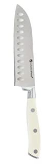 Albert de Thiers - L'Irresistible - Couteau Santoku 14,5 cm - Lame Acier Inoxydable - Manche Ergonomique ABS Blanc avec 3 Rivets - Protection PVC - Prise en Main Confortable - Design Élégant