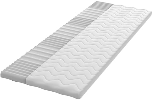 Topper 160x200 cm – 7-Zonen Matratzentopper aus 5,5 cm Kaltschaum H3 – Atmungsaktive Matratzenauflage mit Antirutschfunktion – Waschbarer Bezug