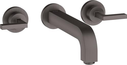 hansgrohe AXOR Citterio 3-Loch Waschtischarmatur Unterputz, Auslauf 222mm, Hebelgriffe, Rosetten für Wandmontage, Farbe: Brushed Black Chrome