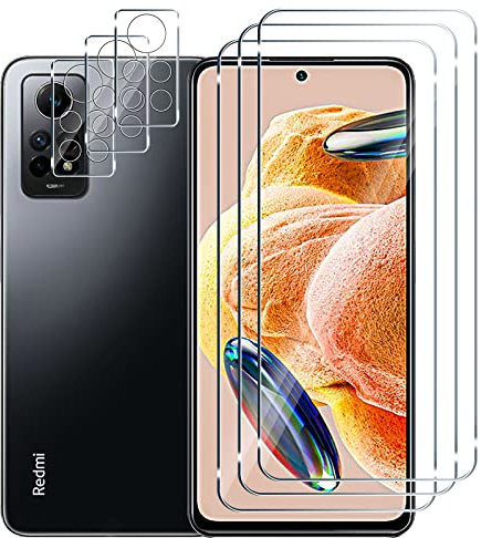 Lutree 3+3 Piezas Protector de Pantalla para Xiaomi Redmi Note 12 Pro/Redmi Note 12 Pro 4G Cristal Templado con Protector de Lente de Cámara,Dureza 9H Anti-Arañazos Libre de Burbujas