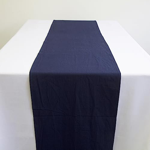 Decor Essentials Linen Rustic Stonewash Table Runners Cloths Wedding Decorative Tableware Settings Events (Navy)