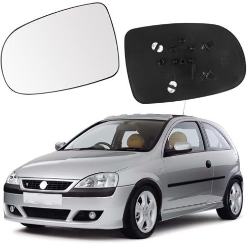 Cristal de Espejo Reemplazar para Opel Corsa C 2000-2006, Retrovisor Exterior Ajustable Adecuado, Lente de Marcha Atrás espejo de Cristal de Marcha Atrás (Lzquierda)