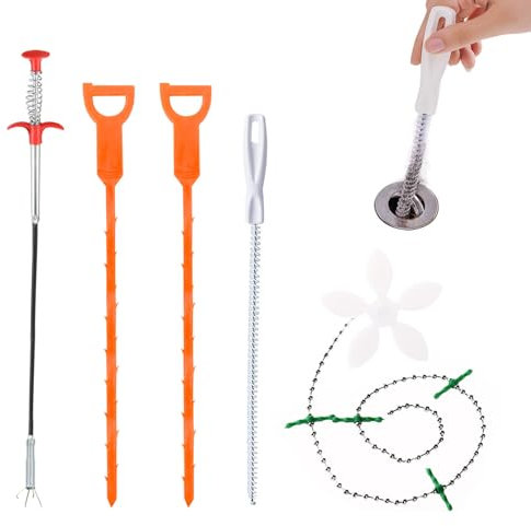 SKHAOVS Abflussreiniger Sticks, 60cm Abflussspirale, 45 cm Abflussschlange, Abfluss Entstopfer Spülbeckenschlange Kanalisation, Rohrspirale Reinigen Bürste für Küchen, Badentwässerung