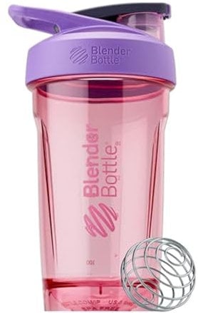 BlenderBottle Strada Shaker Cup, Wire Mixball For Protein Shakes and Pre Workout, 710ml, Purple