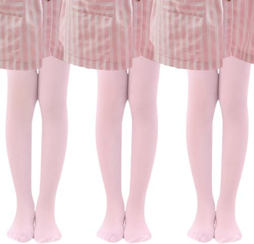MK MATT KEELY 3 Paires Collant Fille 20 DEN Transparents Plaine Collants Fin Enfants pour Fête Ballet Danse Uniforme,Rose,5-6 Ans