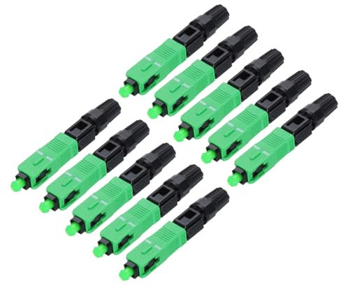 sourcing map SC/APC Fiber Optic Quick Connector, Single Mode Embedded SC Fiber Optic Fast Connectors Adapter for CATV Network, Pack of 10