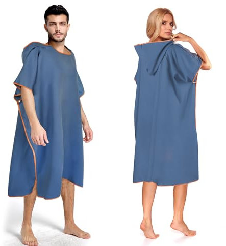 Poncho asciugamano per adulti, poncho da bagno, poncho da surf, in microfibra, con cappuccio, aiuto per il cambio per uomini e donne, asciugatura rapida, per campeggio, surf, spiaggia, sport acquatici