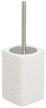 Escobillero Trenzado Blanco de cerámica de 11x11x33 cm