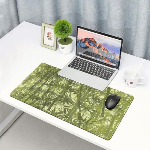EYLOZS Tapis de Souris étendu Tapis de Bureau,la Texture de la Fibre de Verre est Verte.,Tapis de Souris à Bords Cousus,Base en Caoutchouc antidérapante,Clavier Pad,40x75 cm