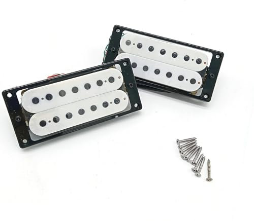 Guitare Électrique À 7 Cordes, Micro À Double Bobinage Cadre Noir Ensemble De Micros À 4 Fils Pour Manche Et Chevalet À 7 Cordes(White)