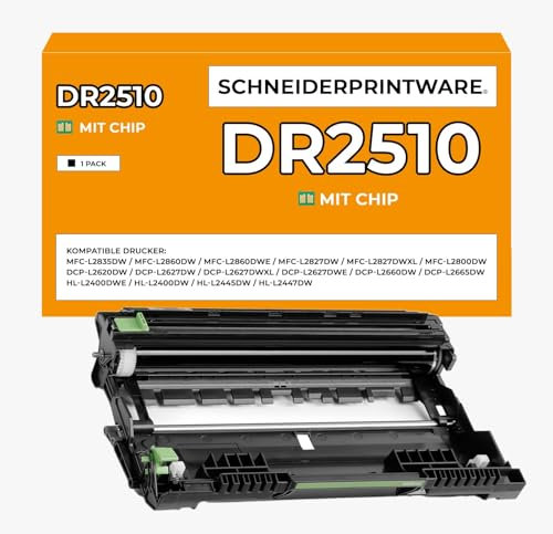 schneiderprintware DR2510 Trommel kompatibel für Brother DR-2510 für Brother HL-L2400DW HL-L2445DW DCP-L2660DW DCP-2620DW DCP-L2627DWE MFC-L2800DW MFC-2835DW MFC-L2860DW MFC-L2827DWXL MFC-L2827DW MFC